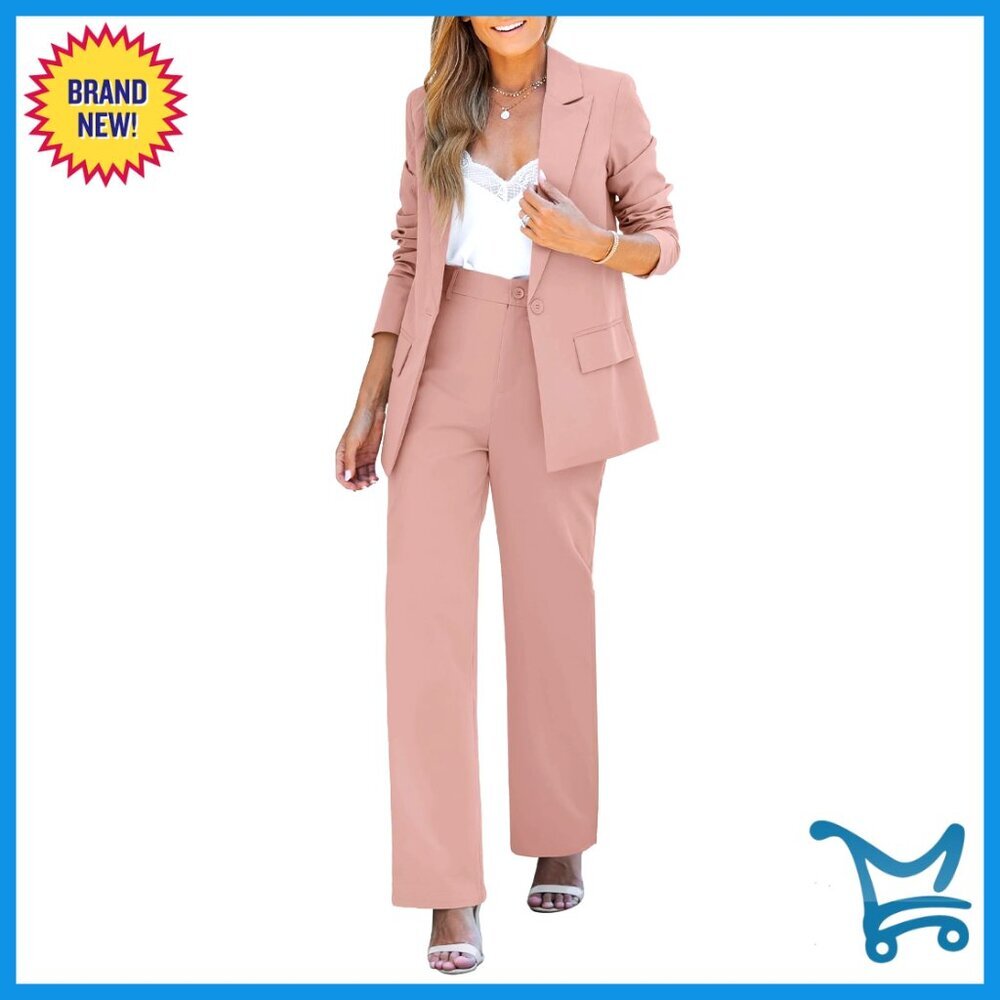 Women's 2-Piece Pant Suit Blazer High Waist Pants Business Casual Outfit